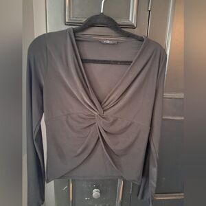Black Twist-Front Blouse